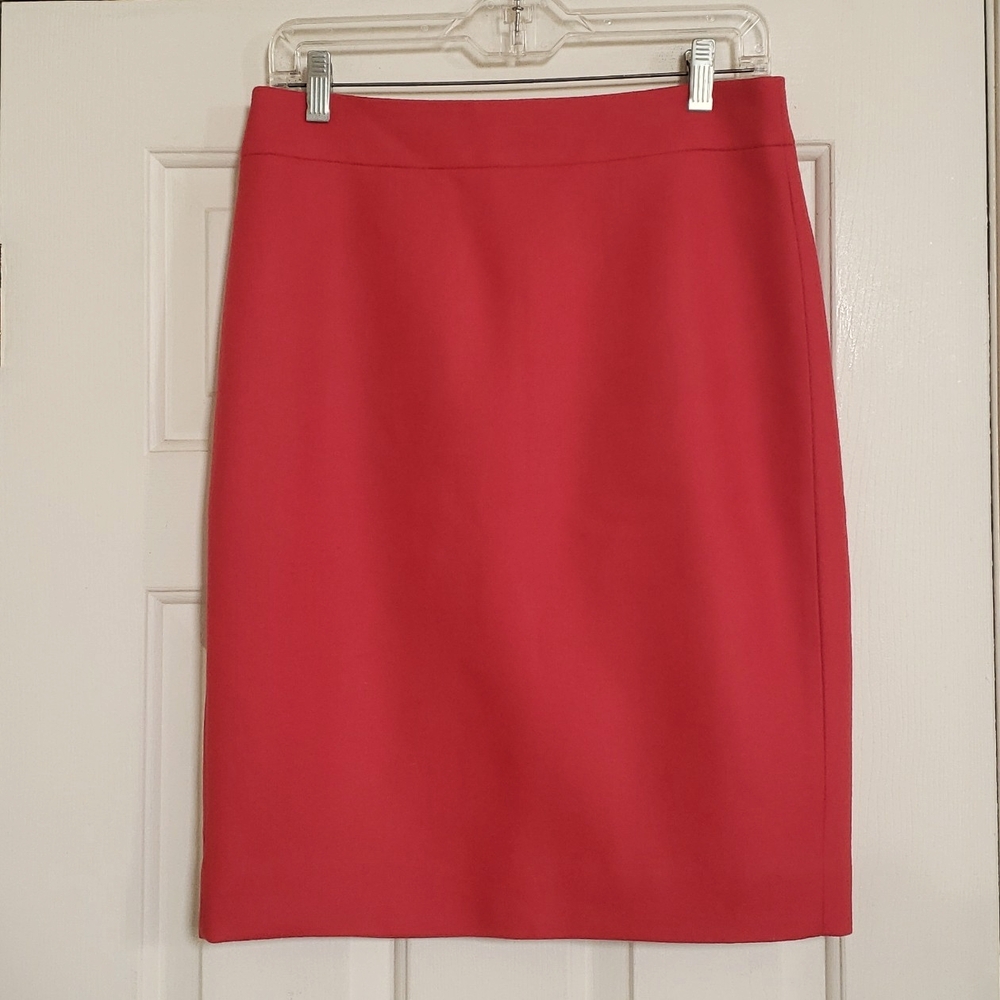 Vintage J.Crew No. 2 Wool Pencil Skirt in Tomato Red - Picture 4 of 14